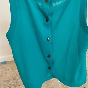 Women teal dressy button up top